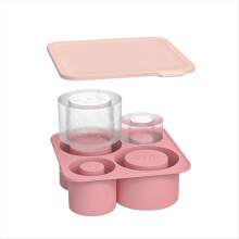 Forma de silicone para gelo com tampa, para fazer 4 cilindros ocos de 20/30/40 oz (591/891/1189 ml), ideal para gelar coquetéis, rosa.