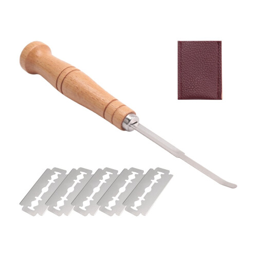 Bread Bakers Cutter Slashing Tool Dough Making Razor Wood Handle Bakeware for Kitchen with 5X Blades 2