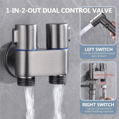 Mini robinet multifonction en laiton, double commande 1 entrée/2 sorties, pour lave-linge et WC - C
