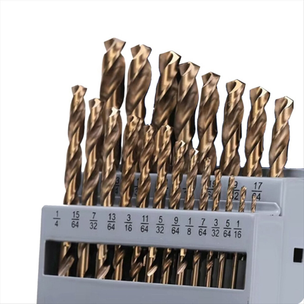 Cobalt Drill Bits Set M35 High Speed Steel Twist Jobber Length For Hardened Metal, Stainless Steel, Cast Iron (21Pcs) 4851698686566