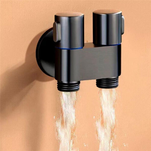 Mini robinet multifonction en laiton, double commande 1 entrée/2 sorties, pour lave-linge et WC - C 2