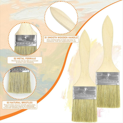 Pacote com 120 pincéis de cerdas finas de 5 cm (2 polegadas) para pintura, verniz e tingimento de madeira. 2