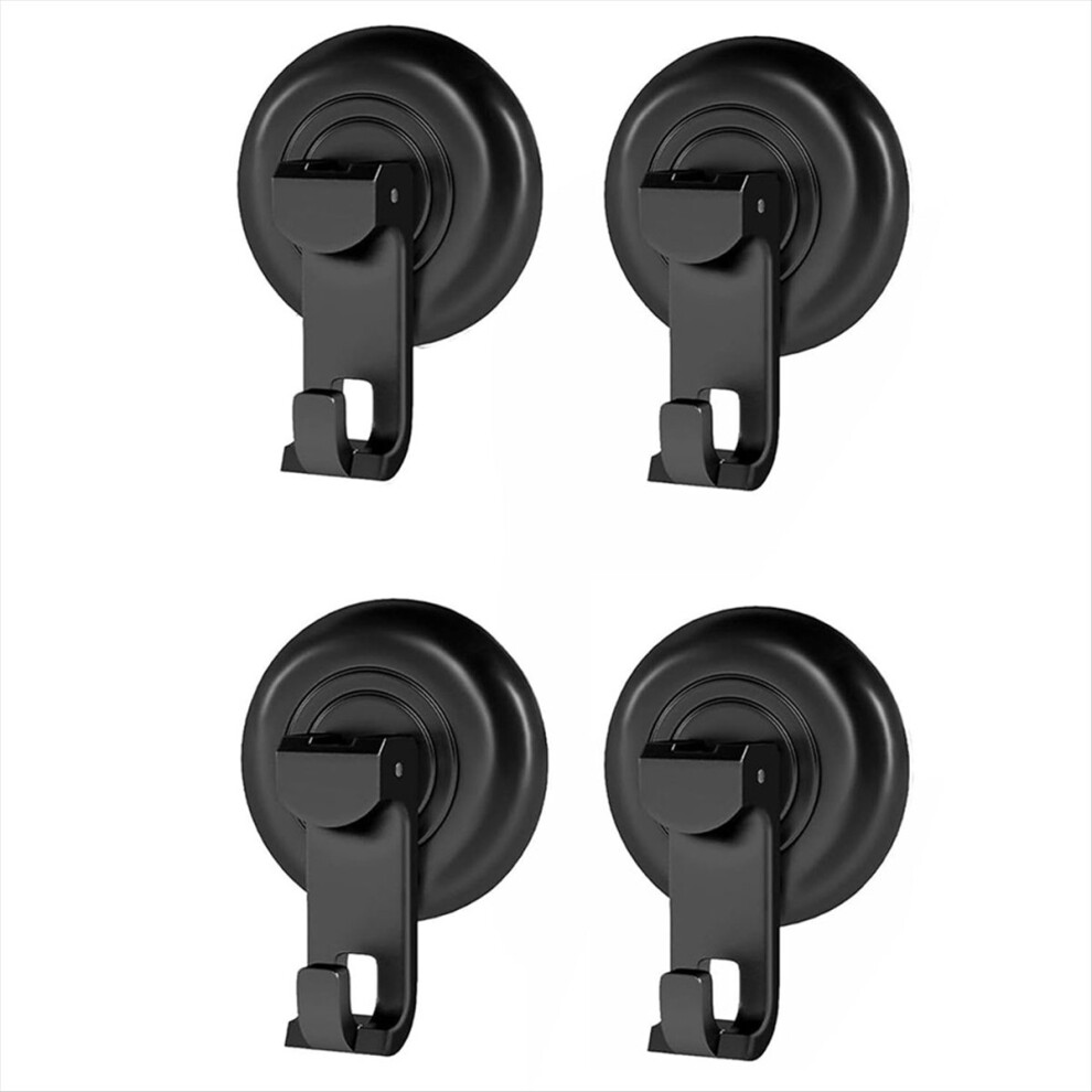 Shower Hooks Suction Cup, Heavy Duty Cup For Towel, Loofah (4Pack) Waterproof Hook Black 4851698686238