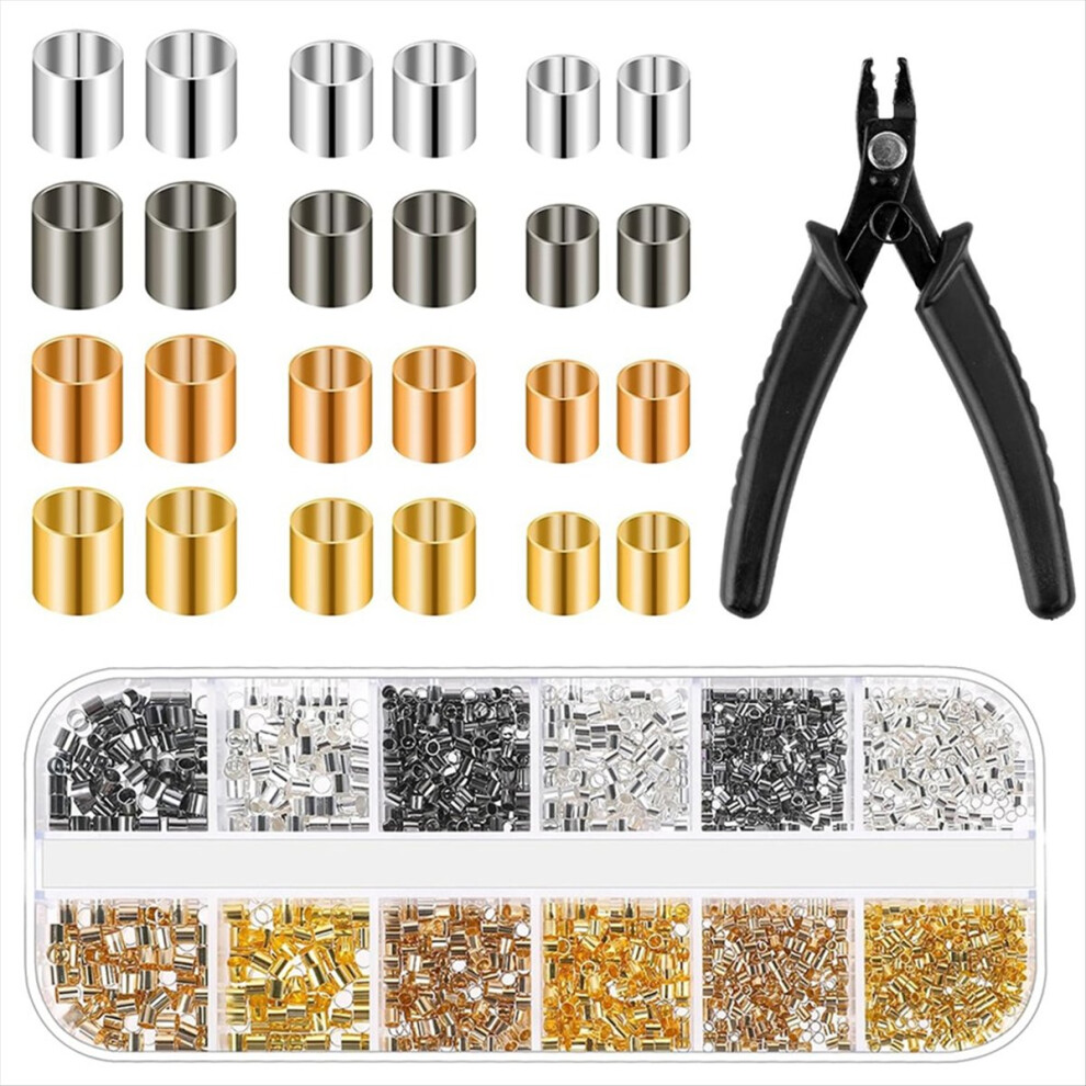 2200Pcs Jewelry Crimp Beads Tubes With Crimping Pliers For Making Beading Supplies 4851698695544