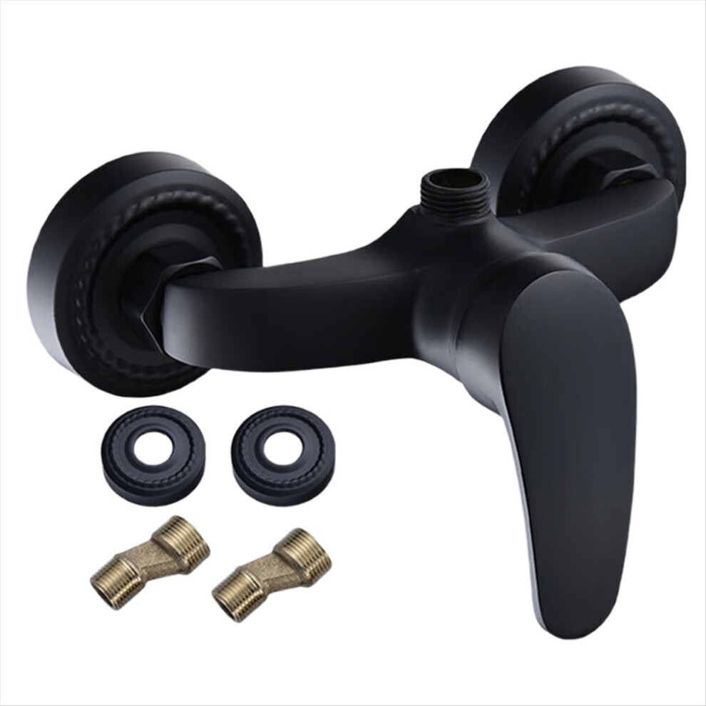 Simplicity Black Finish Brass Shower Faucet Mixer Valve Wall Mounted Triple Bathtub Hot And Cold Water Tap 4851698687587