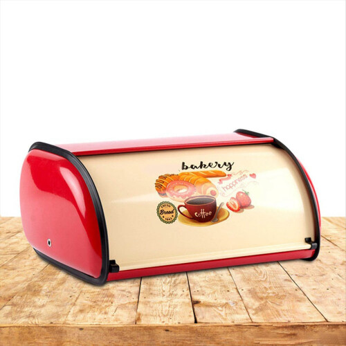 Metal Bread Box Roll Top Bin Storage Holder Container Keeper Organizer for Kitchen Counter 2