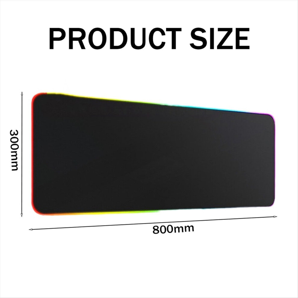 Gaming Mouse Pad, 31.5 X 11.8 In Rgb Mat, With Non-Slip Rubber Base Computer Keyboard Mat Luminous Pad 4851698610035