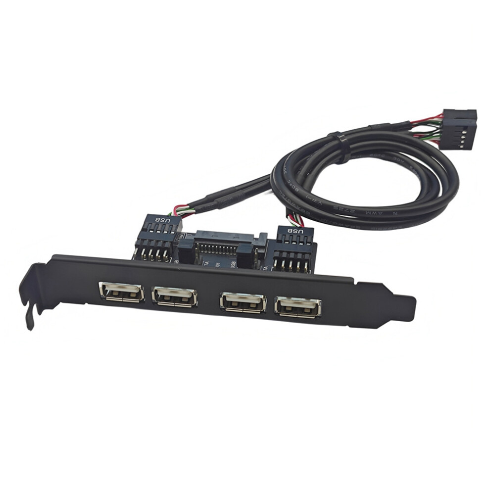 Pcie Usb Expansion Card Dual 9Pin To 4-Port Usb2.0 Adapter Pc Panel For Desktop Win10/11 4851698610370