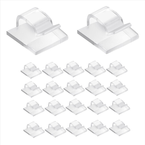 100 pezzi di clip per luci da esterno per luci a stringa, mini ganci per cavi autoadesivi, organizer per cavi, trasparente 1
