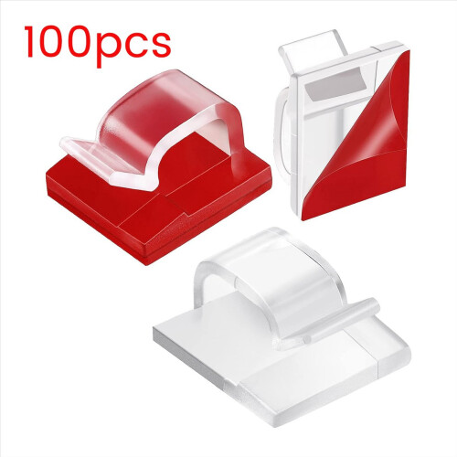100 pezzi di clip per luci da esterno per luci a stringa, mini ganci per cavi autoadesivi, organizer per cavi, trasparente 2