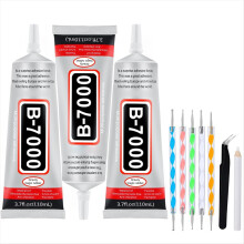 3 Stück 110 ml B7000 Kleber, klar, mit Präzisionsspitze, Strassstein-Set, Bastelkleber, 5-Punkt-Stiftwerkzeug