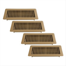 Gulvregister 4x10, 4-pak ventilationsåbninger, kraftige stålrist til gang, justerbar dekorationsrist