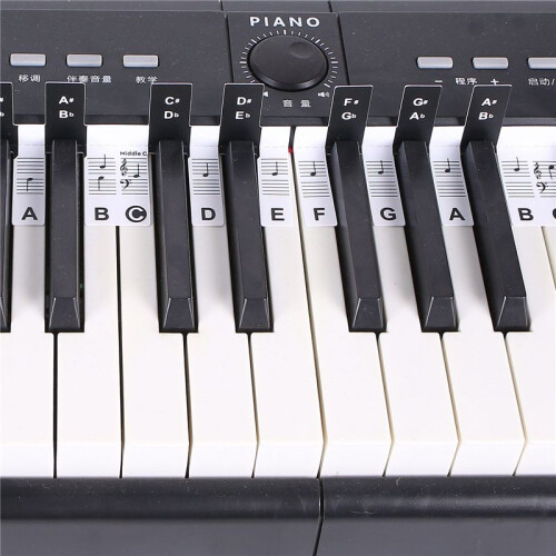 2 PCS 88 Keys Removable Piano KEY Labels Keyboard Stickers Notes Marker for Beginners Students Black+White