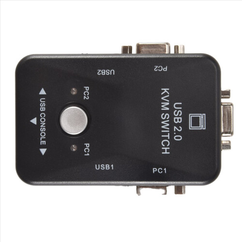 Switch KVM USB com 2 portas VGA/SVGA, compatível com mouse e teclado, resolução 1920x1440. 1