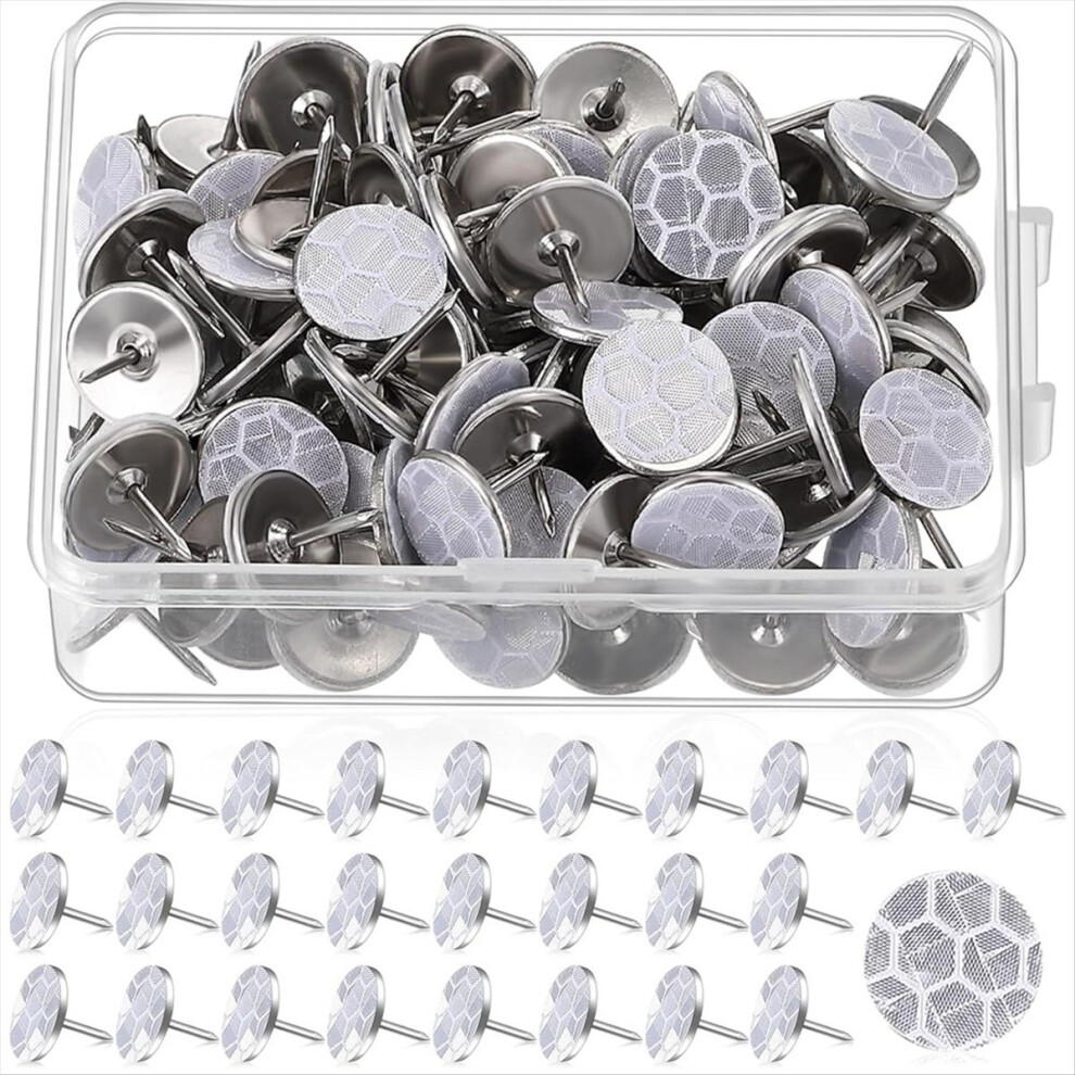 100Pcs Reflective Tacks Trail Marking Glow For Hiking Camping Silver 4851698624926