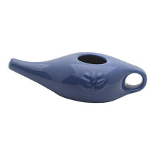 Neti Pot de cerâmica de 250ml para limpeza nasal, com bico resistente e à prova de vazamentos, ideal para homens e mulheres, azul.
