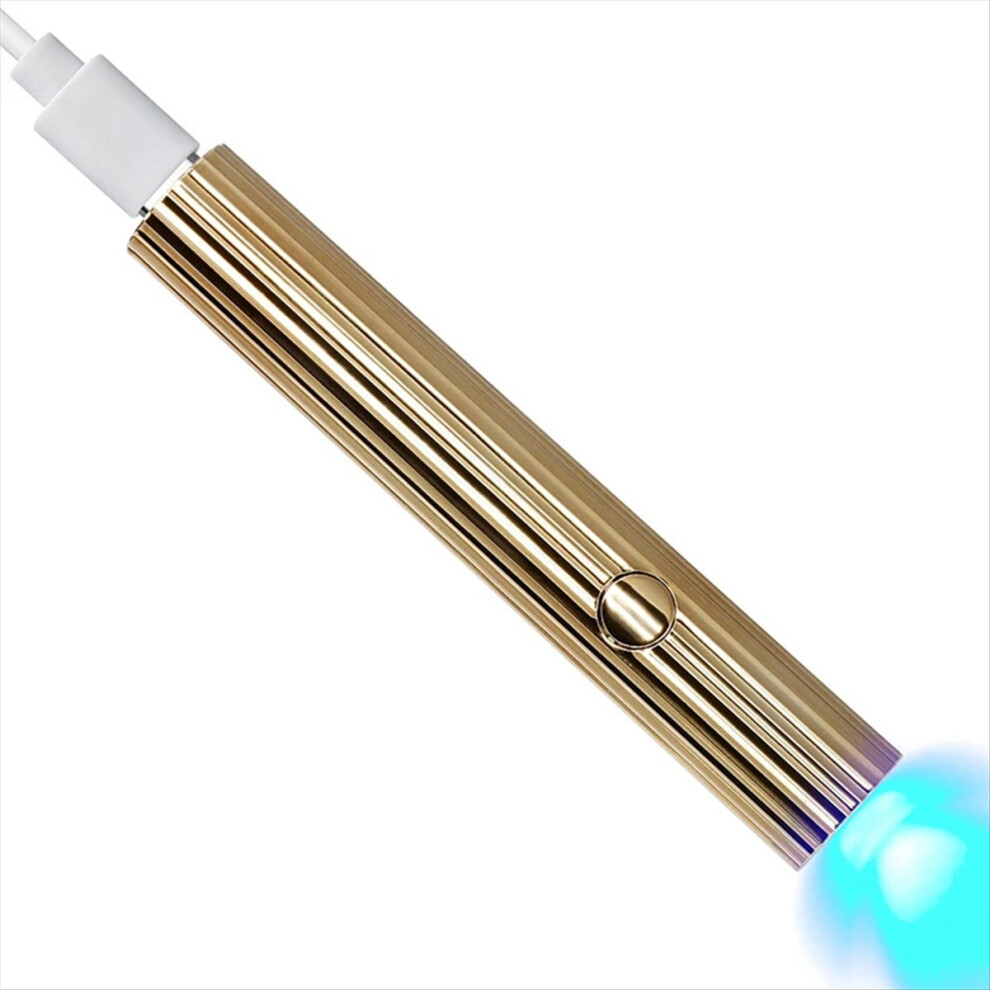 Mini UV LED Nail Dryers 3W Portable Quick Drying Lamp USB Rechargeable Flashlight Pen,Gold