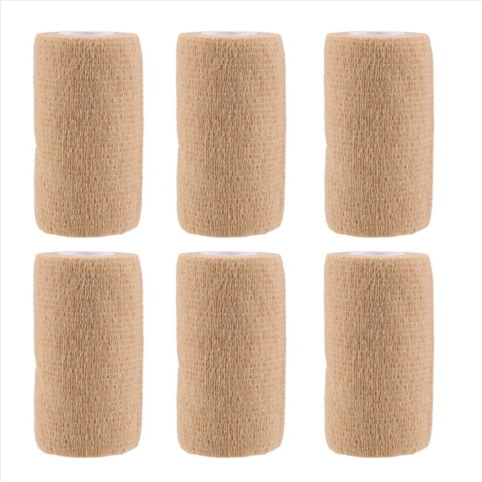 6 Packs First Aid Self Adhesive Cohesive Bandage, 10X450cm, Adherent Wrap, Non Woven Bandage Wrap