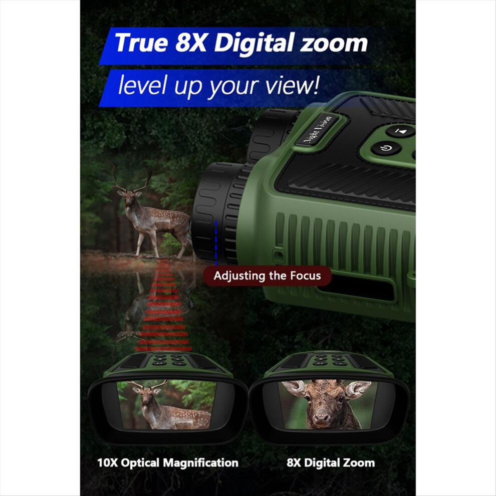 Digital Infrared Night Vision Binoculars Telescope 300M 2.5K Uhd 40Mp 10X Optical 8X Zoom Armygreen 4851698615665