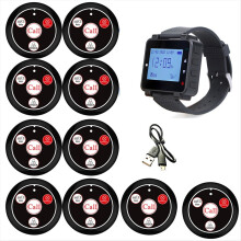 Wireless Restaurant Pager Waiter Calling System with Watch Call Button for Hookah Bar Cafe Customer Service Black