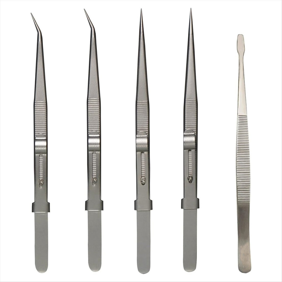 5Pcs Precision Tweezers Set - Anti Static Stainless Steel For Electronics, Jewelry Making And Laboratory Work 4851698633614