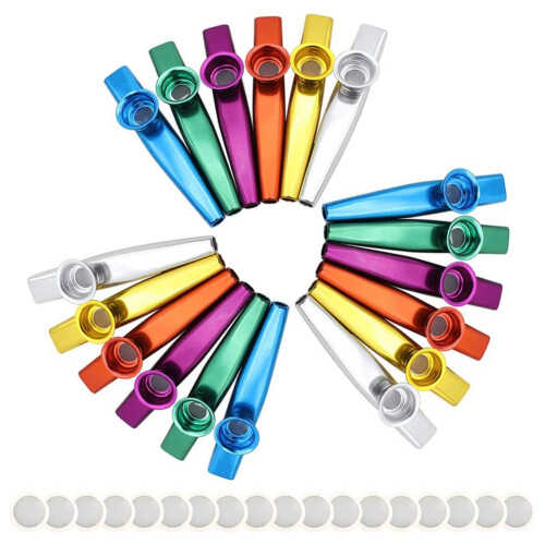 18 τεμάχια μεταλλικά Kazoo με διαφράγματα Kazoo για κιθάρα, γιουκαλίλι, βιολί