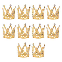 10 Pcs Gold Cake Topper Tiny Baby Small Rhinestone Tiara Crown for Flower Arrangements Shower Birthday Wedding Decor