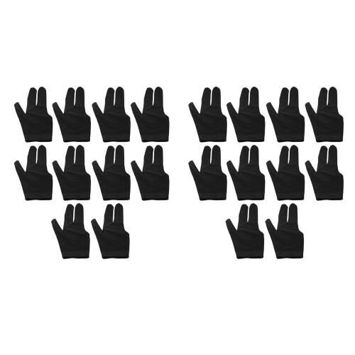 Conjunto de 20 luvas de bilhar com 3 dedos, para mão esquerda e direita, ideais para jogar sinuca e bilhar.