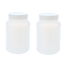 2x Coffret de rangement pour produits chimiques de laboratoire, flacon en plastique blanc à large ouverture de 500 ml