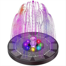 LED Solar Fountain Pump with 6 Nozzles for Bird Bath Pond Outdoor Aquarium Garden Decoration Patio Water Cycling