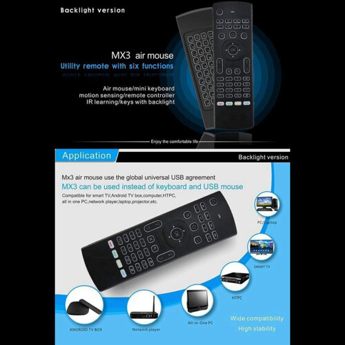 2X MX3 Air Mouse Wireless Keyboard Backlit Smart Remote Control 2.4G for Tx3 H96 Android TV Box 2