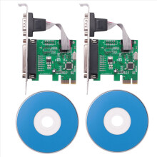 2X RS232-232 seriell port COM & DB25 skrivare parallellport till PCI-E PCI Express-kortadapterkonverterare