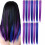 13 pezzi di extension per capelli con clip colorate, per feste, da 55 cm, lisce e sintetiche, viola e blu 2