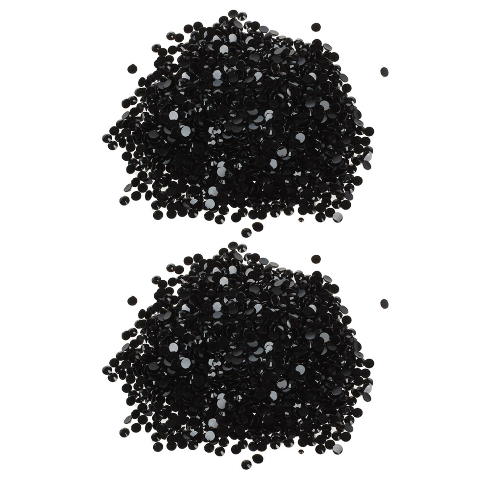 Black 4000Pcs Crystal Flatback Acrylic Rhinestones Beads Nail Art (Black)
