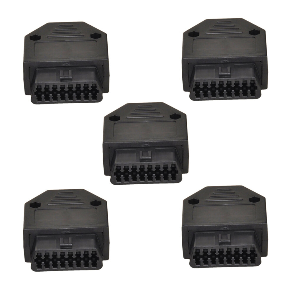 5X Obd2 Obd Ii 16 Pin Connector Socket Diagnostic Tool Adapter Obd Connector + Enclosures + Terminal + Screws Black 4853252761702
