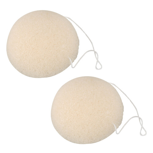 2X Spugna detergente naturale per il viso - Bianca