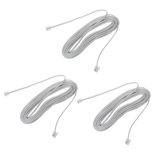 3x 9M 30Ft RJ11 6P2C modulaire telefoonkabels wit