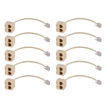 10x RJ11 6P4C 2-weg telefoonaansluiting lijnsplitteradapter beige