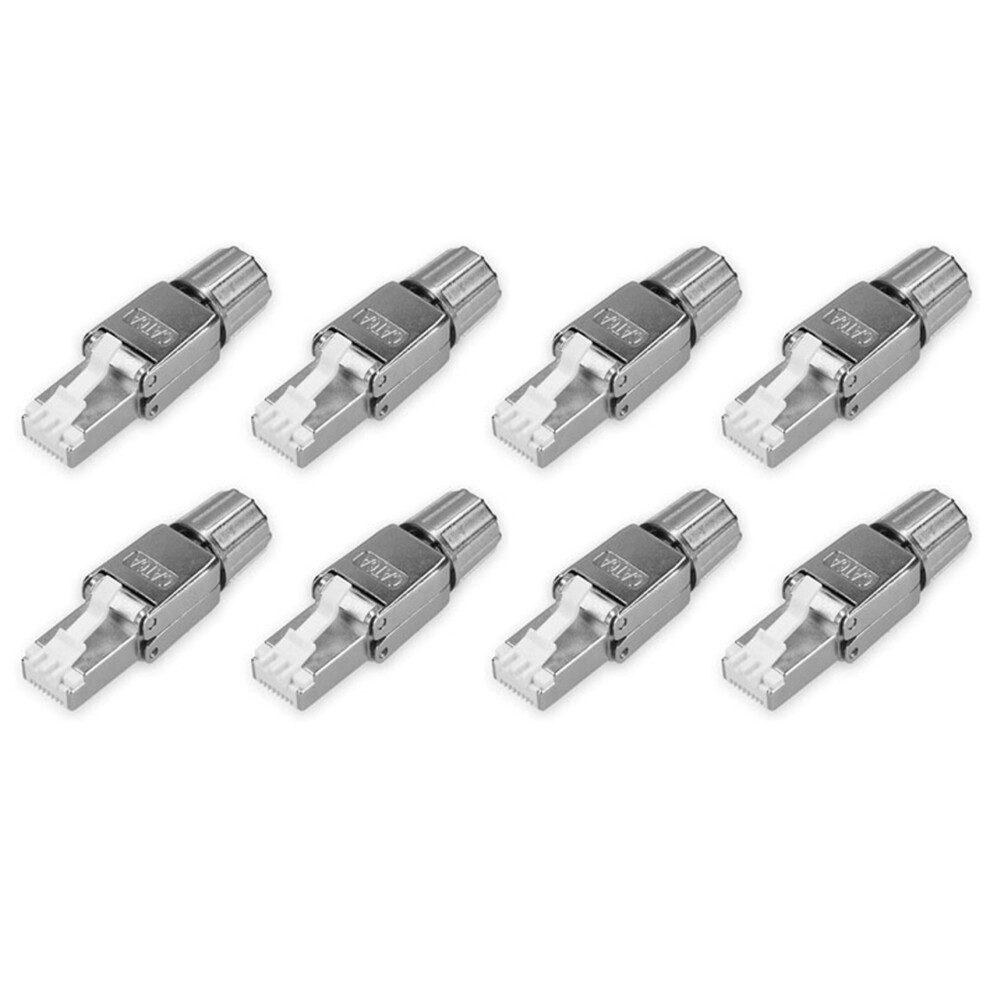Rj45 Network Connector Pack -Set Of 8 Cat6a Rj-45 Network Connectors -Shielded Cat 6A Ethernet Cable Strain Relief Plugs 4852046417658