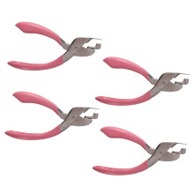 4x Handbediende nietjesverwijderaar/lifter/opener met veermechanisme voor kantoor, school en thuisgebruik (roze)