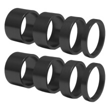 8-delige set 5/10/15/20mm aluminiumlegering balhoofdbuis spacers 28,6mm vorkringkap voor racefietsen, zwart
