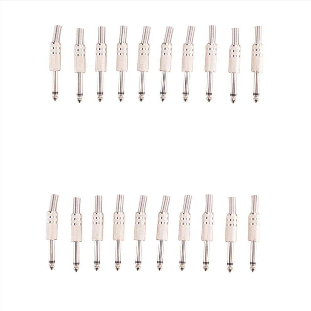 6.35Mm Mono Amplifier Plug 1/4Inch Male Mono Monaural Jack Audio Cable Connector Plug Microphone 20Pcs 4853252774535