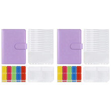2x 14 ringbandmappen A6 met leren ringbandhoes, budgetringband met 6 ringen en envelop voor contant geld, geldbesparende ringband ()