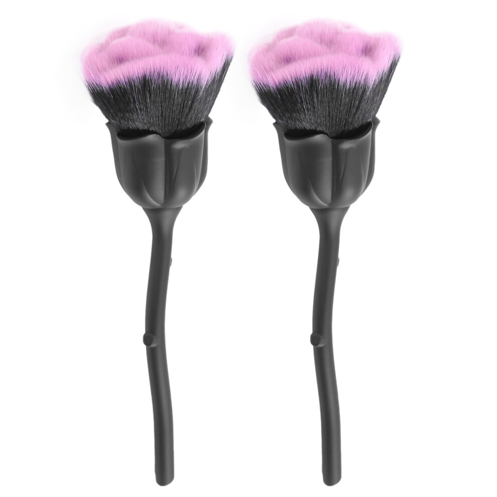 2X Nail Dust Brush Brush Nail Art Cleaning Brush Blush Powder Brush(Black)