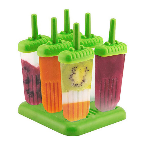 Lot de 12 moules à glace réutilisables avec plateau et bâtonnets - Vert 2