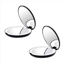 2x Draagbare Opvouwbare Spiegel met LED-verlichting, Make-upspiegel, 10x Vergrootglas, Mini Spiegel met 12 LED-lampjes, Zwart