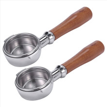 3x 58mm Edelstahl-Kaffeemaschinen-E61 ohne Sockel, Filterhalterung, bodenloser Griff, Kaffeelöffel, Holzgriff