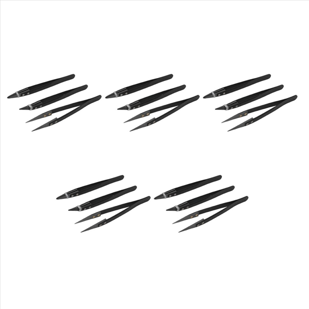 Black Ceramic Tweezers Set - Antistatic,Anticorrosion,Antimagnetic,Highly Heat (15Pack) 4853252704594