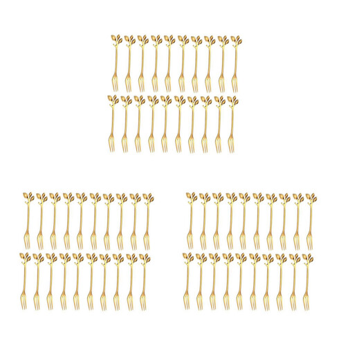 60Pcs Stainless Steel Flatware Fruit Fork Dinnerware Appetizer Snack Dessert Fork Kitchen Tableware Leaf Shape