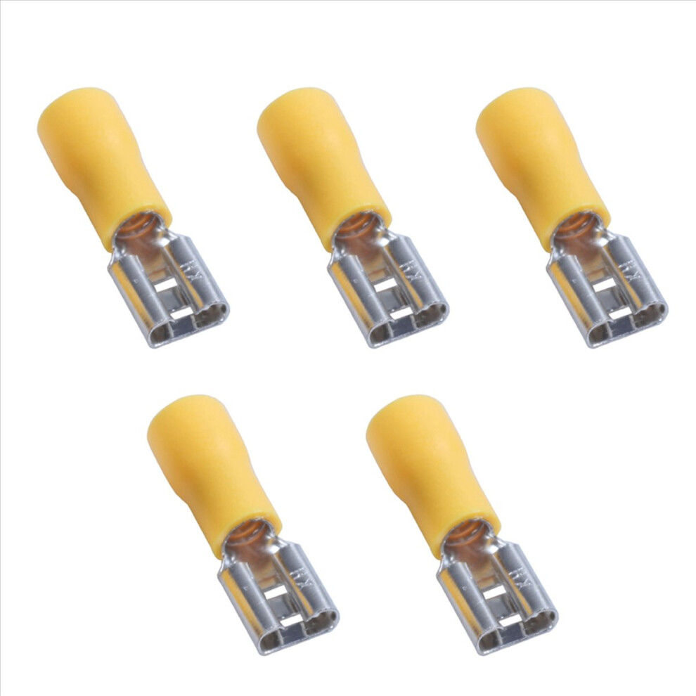 500Pcs 24A Insulated 12-10Awg Female Spade Terminal Crimp Wire Connectors Yellow 4853252708370